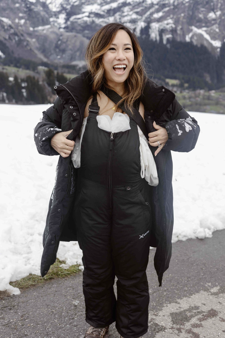 Alisa wedding dress Switzerland Alps Grindelwald elopement ridgeline